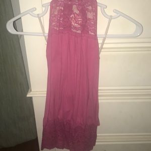 Pink lace halter top